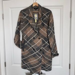 NWT Collared Coatigan in Retro Plaid